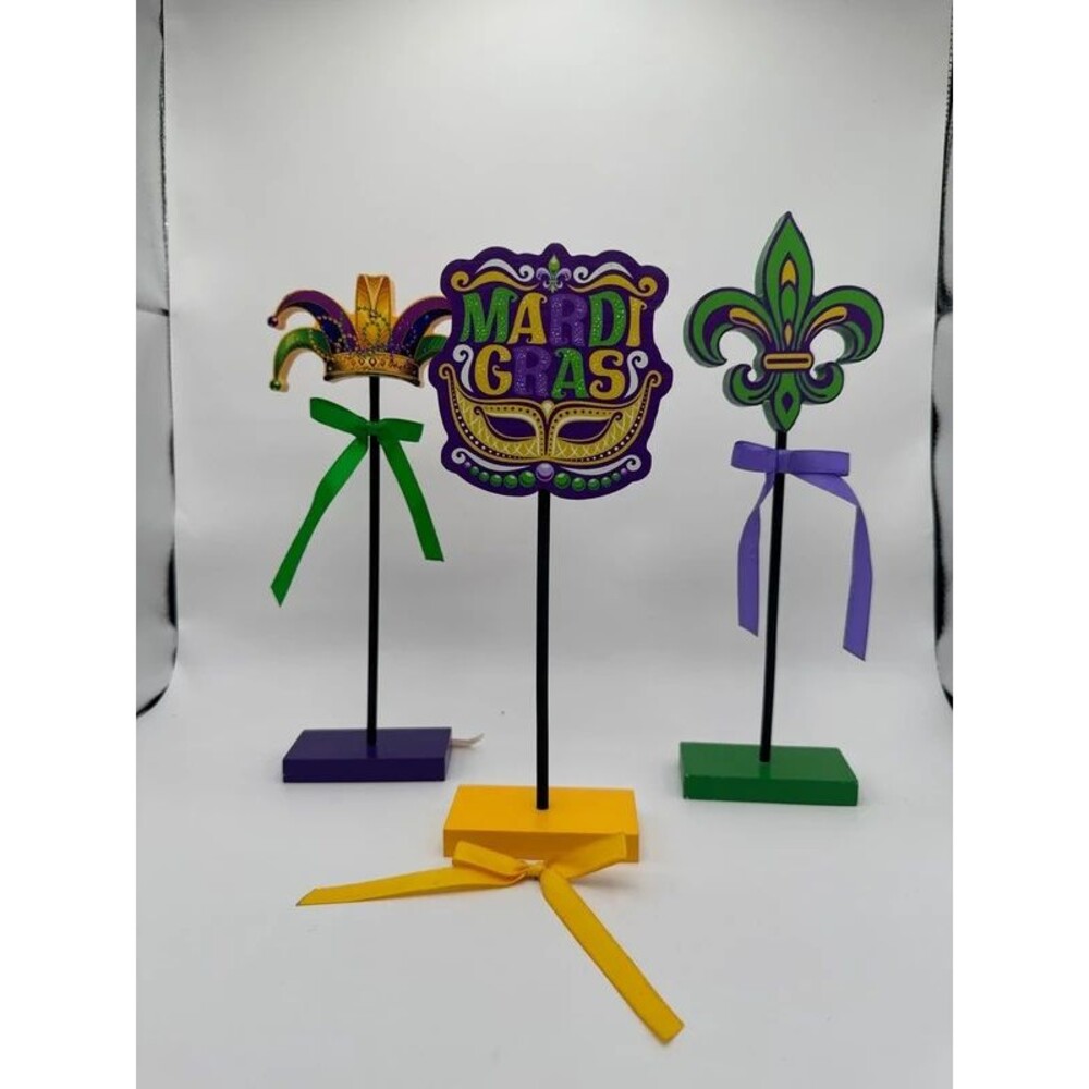 Hedeey 3 piece Mardi Gras table decor